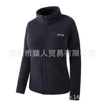 New Spring and Winter Womens Turmeric Warm Solid Color Jacket Cardigan Stand Collar Sweatshirt Outdoor Thickened Fleece Clothes