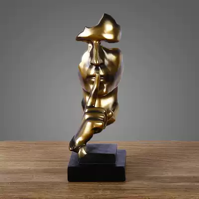 Modern minimalist creative silence is gold Living room wine cabinet decoration Study overall cabinet decoration Office decoration