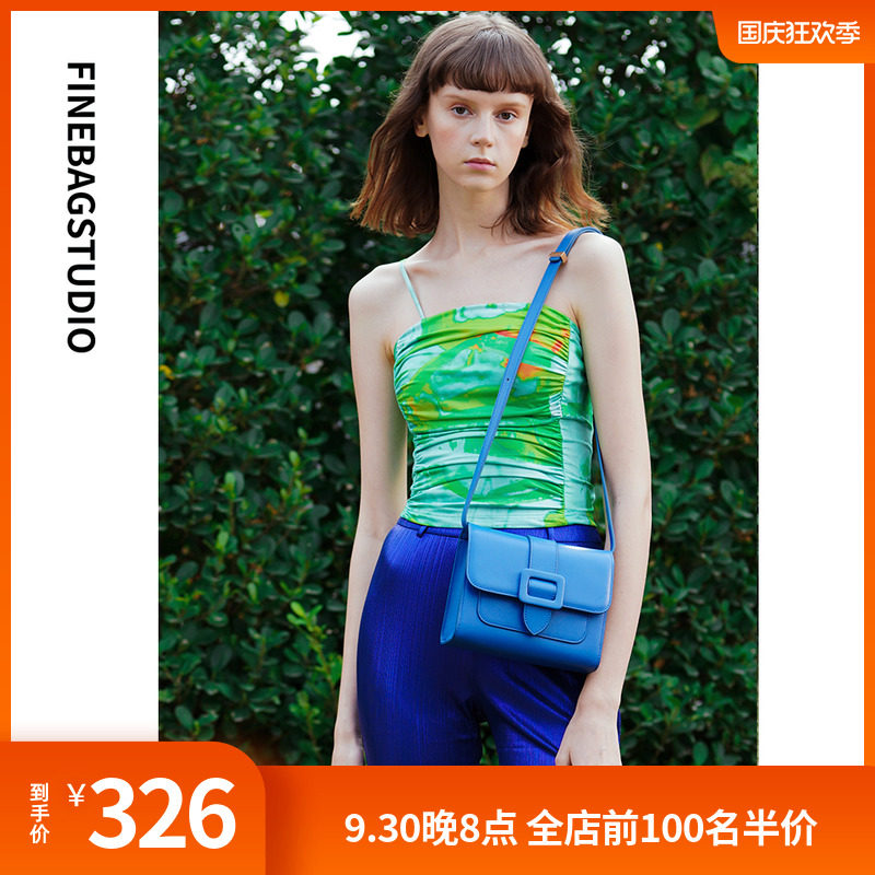 Finebagstudio autumn and winter new Klein blue messenger women's small square bag Cambridge bag original design fashion