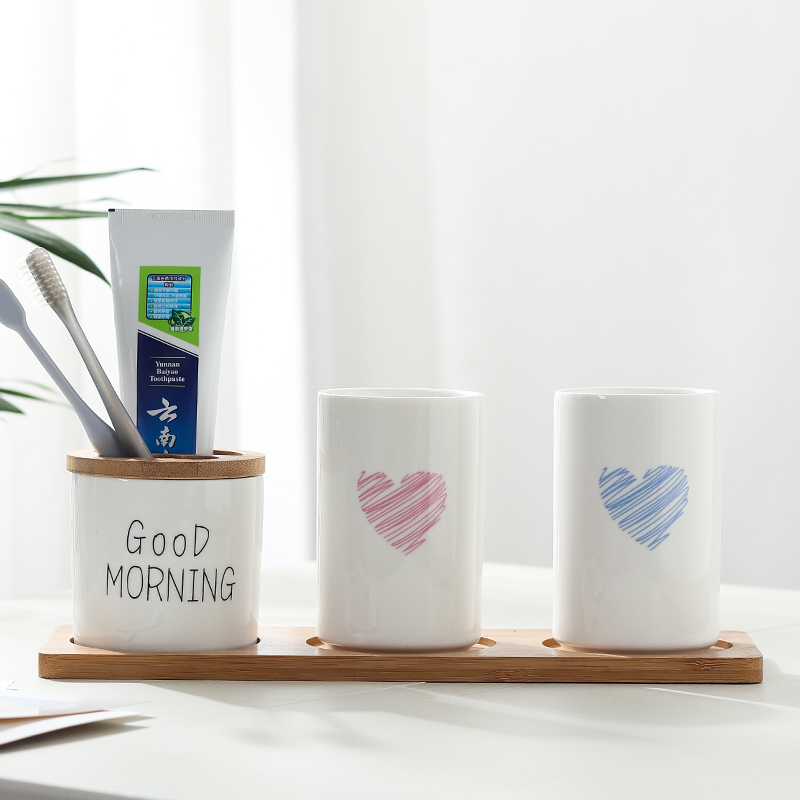 Moutwash cup Ceramic couple suit a lovely toothbrush cup toothbrush cup cosmetic room household