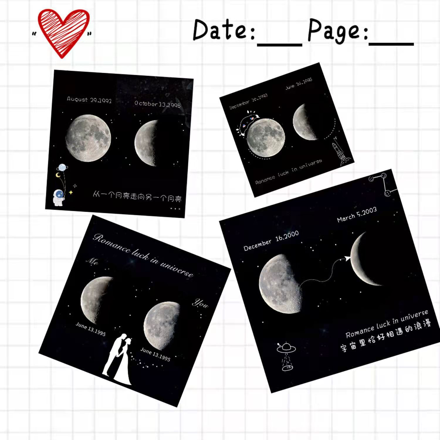 Sun Wash Square Photo Flush Print Moon Moon Couple Memorial Gift Photo Photo Frame Custom Mesh Red