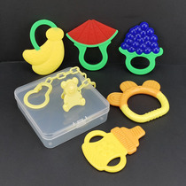 Baby food grade liquid silicone tooth gum can water cook baby grinding tooth bite bite toy Soft glue containing box anti-drop chain