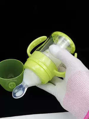 Newborn water feeding breastfeeding with spoon Small glass bottle Wide mouth diameter silicone soft spoon headband handle Straw explosion-proof