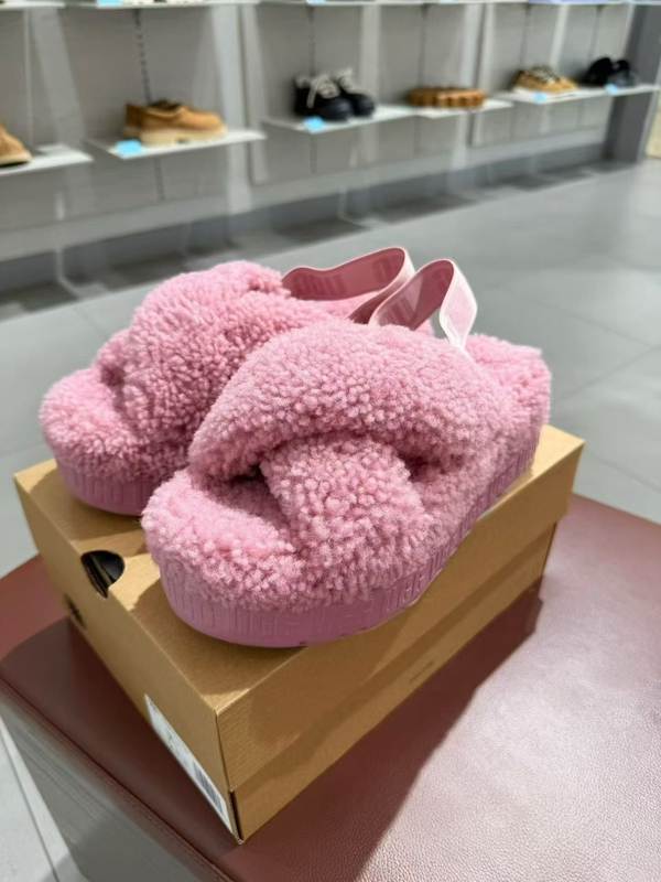 Ugg Genuine Product from the Store, 2026 Autumn New Model, Women's Comfortable Cross-Strap Casual Fur Slippers 1191135-999