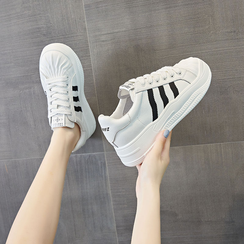 2022 autumn new leather casual white shoes women's canvas shoes women's shoes shell toe sneakers popular autumn shoes