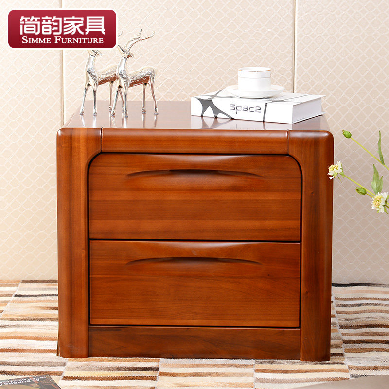 Jinyun Bedhead Cabinet Solid Wood Modern Simple Furniture New Chinese Bedside Table All - solid Wood Old Teak Bedside Cabinet