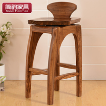 Jianyun Wujin wood bar chair home bar chair front backrest stool bar stool bar stool solid wood bar chair