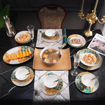 Beauty Avenue Dish Suit Home Light Lavish Bowls of Disc Bone China Cutlery Cutlery Suit Eu Style Bowl Tray Composition Wedding Jo Relocation Gift
