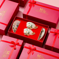 Mid-Autumn Festival Couple Bones Porcelain Pair Cups Coffee Cup Sub Couple Newlywed Wedding Birthday Bestie Gift Box Dress