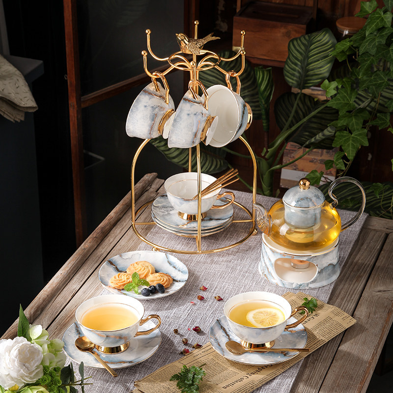 Beauty Passage Light Lavish Afternoon Tea Cup Flowers Fruit Tea Set Home Bone China Porcelain Cooking Fruit Glass Flower Teapot Wedding Companion Gift
