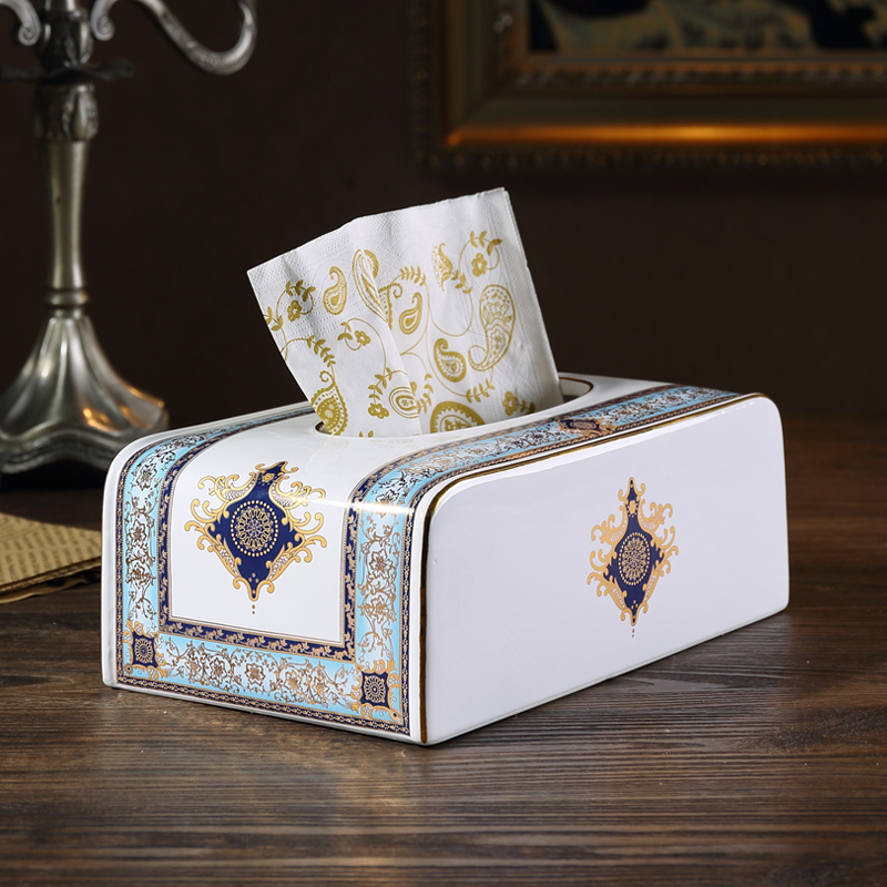 Eurostyle Living room Creative home paper towel box Tea Table Pendulum containing box Home Decorative Goods Furnishing ceramic toilet paper Box