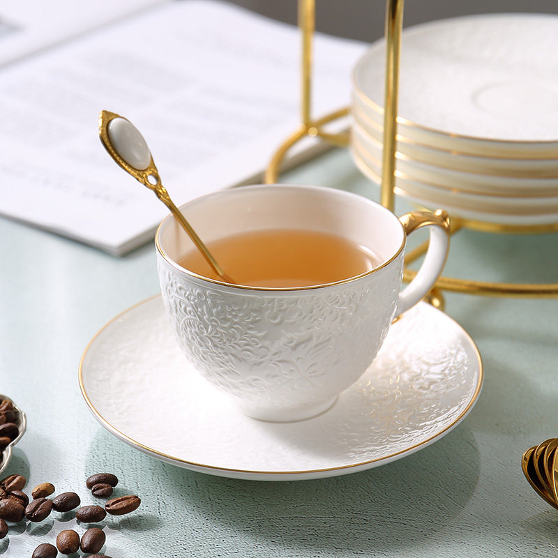 Eurostyle small lavish coffee cup ins wind light and luxurious porcelain tea cup small and delicate Lower afternoon tea tea cup disc suit