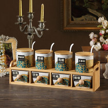 Ceramic Seasoning Jar Combined Suit Oil Bottle Salt Sauce Vinegar Seasoned kitchen Supplies Spice Box Home Light Lavish