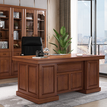 Solid wood new Chinese boss table President table Large desk 1 6 meters 1 8 meters Study home desk office