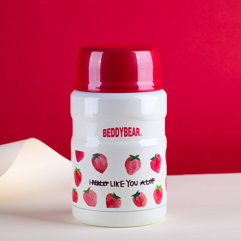 Imported Korean cup with bear steel cup female stainless steel pot cans children's porridge barrel for the ultra-long insulation lunch box