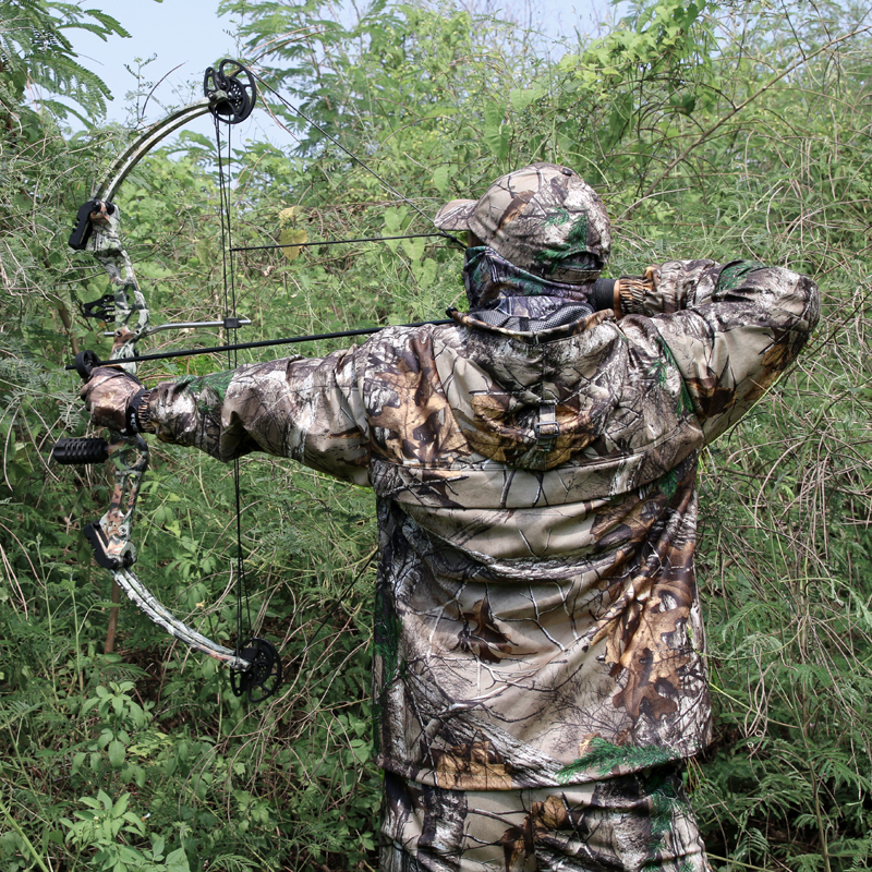 Spring and Autumn Outdoor Zhouyu Waterproof Silent Leaf-Patterned Camouflage Clothing for Fishing, Lure Fishing, Hunting, Bird Watching, and Disguise