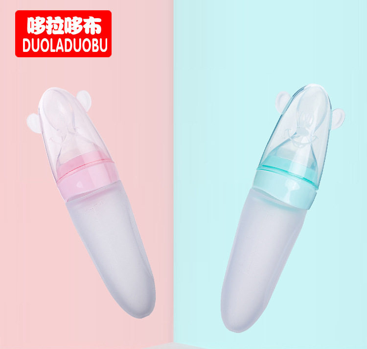 Doxa Doxa Burqon Silica Gel Rice Burnt Spoon Baby Silicone Gel Squeeze Feeding Spoonful Rice Burnt Bottle Accessory Food Feeding Machine