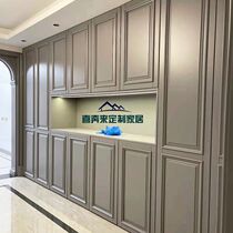 American solid wood cabinet door custom-made oil-mixed wardrobe door French cream style cabinet door wall-protecting wine cabinet custom-made for the whole house