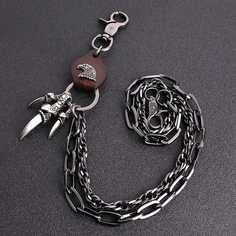 Punk Pants Chain for Men, Metal Jeans Accessory, American-Style Waist Chain, Hip-Hop Trendy Decoration, Personalized Pants Eagle Claw Pendant