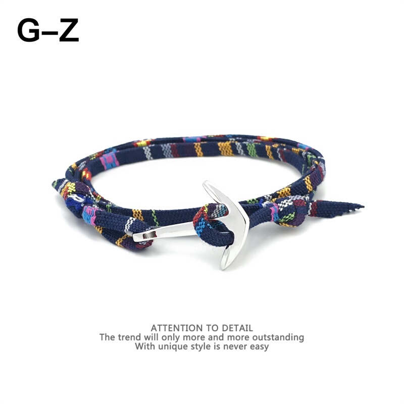 British Trendy Brand Virginstone Handmade Bracelet Bohemian Silver Anchor Bracelet for Men and Women Couples