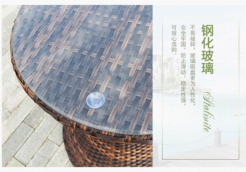 Jialemei Nội thất ngoài trời Wicker Ghế Bàn cà phê Kết hợp Vườn ba mảnh Ban công Thời trang Bàn ghế mây giản dị ghế ngoài trời
