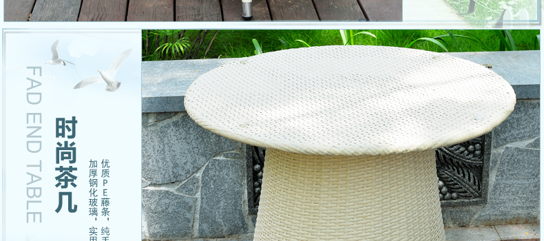 Jialemei ghế mây bàn cà phê năm mảnh phù hợp với bộ bàn ghế ngoài trời giải trí và ghế ban công sân vườn mây - Bàn ghế ngoài trời / sân ban ghe san vuon