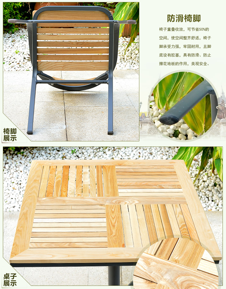 Bàn ghế ngoài trời Jialemei Bàn ghế ban công Bàn nhôm đúc Ghế ngoài trời Sân gỗ rắn Giải trí Bàn ghế năm mảnh bàn cafe ngoài trời