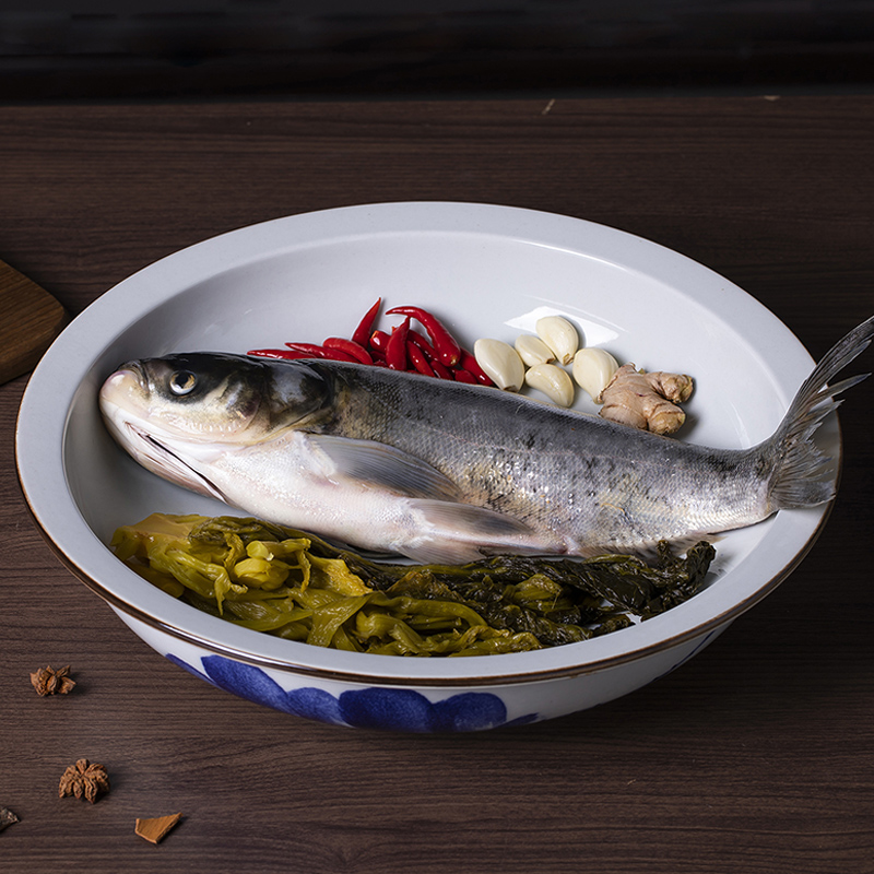 Jingdezhen ceramic chopped pepper fish head special basin pickled fish basin steamed fish plate large household plate hotel tableware