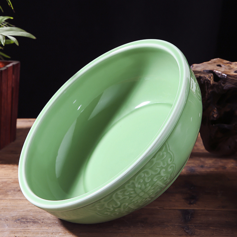 Large Ceramic Tablet Bowl Soup Bowl Bowl of Bowl of Zhengdezhen Ceramic Household Big Bowl of Soup Bottle Tableware Hotel Fish Basin