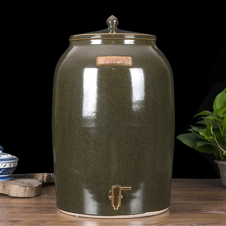 Jingdezhen Ceramic cold water cylinder Tea Water cylinder 50 catcha tea leaf Last glazed ceramic bubble wine with tap white wine