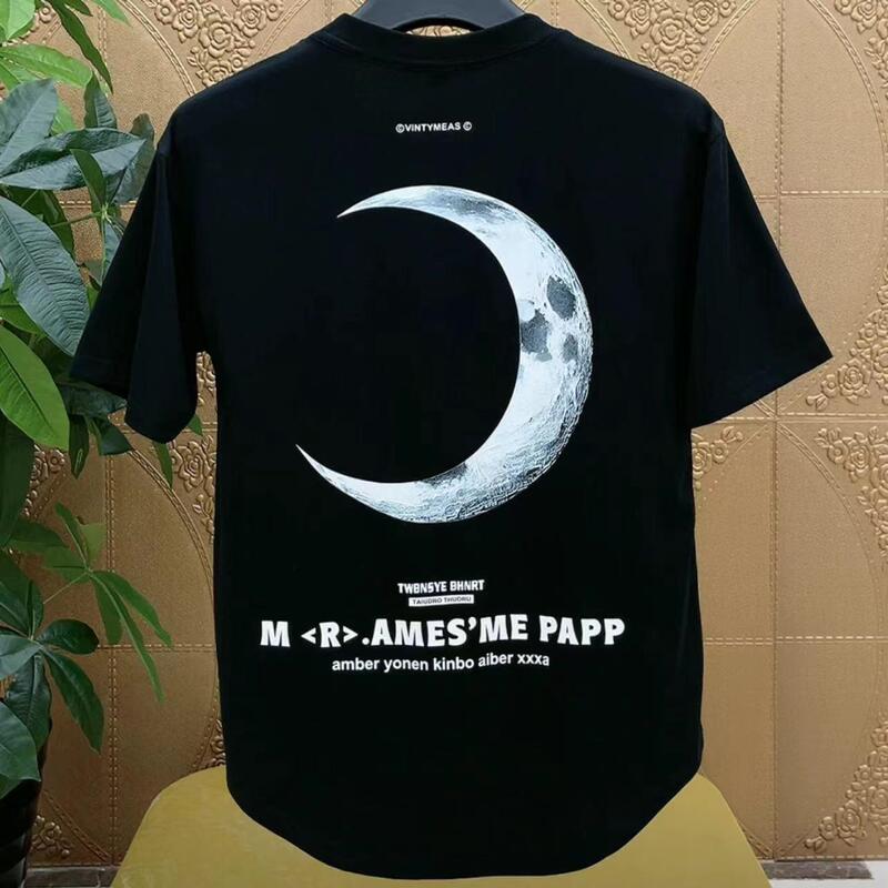 National Trend Pure Cotton Short-Sleeved T-Shirt Men's Stylish Handsome Swallowtail Asymmetrical Curved Simple Half-Sleeved Top