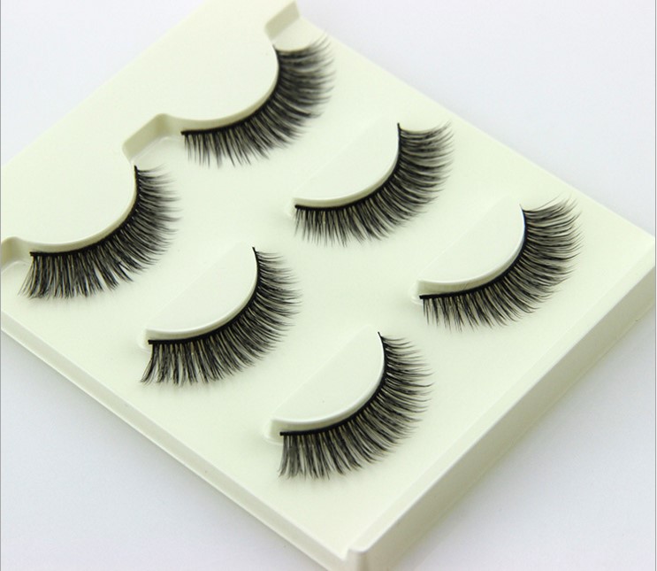 Net đỏ 3D lông mi giả siêu nhiên trang điểm nude dày lông mi mô phỏng cô dâu mềm mắt đuôi dài lông mi - Lông mi giả kích mí keo