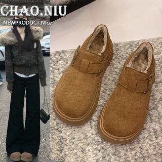 Genuine leather ~ popular velvet thickened birkenstock shoes for women 2025 new slip-on cotton shoes winter snow boots