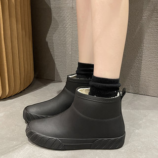 Japanese velvet waterproof anti-slip short rain boots