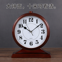 Large living room seat clock modern simple non solid wood Silent desktop quartz clock retro new Chinese living room ornaments