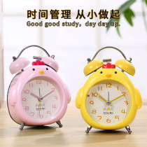 Cartoon alarm clock table bedside alarm silent cute boys and girls children primary school students with learning desk bedroom ornaments