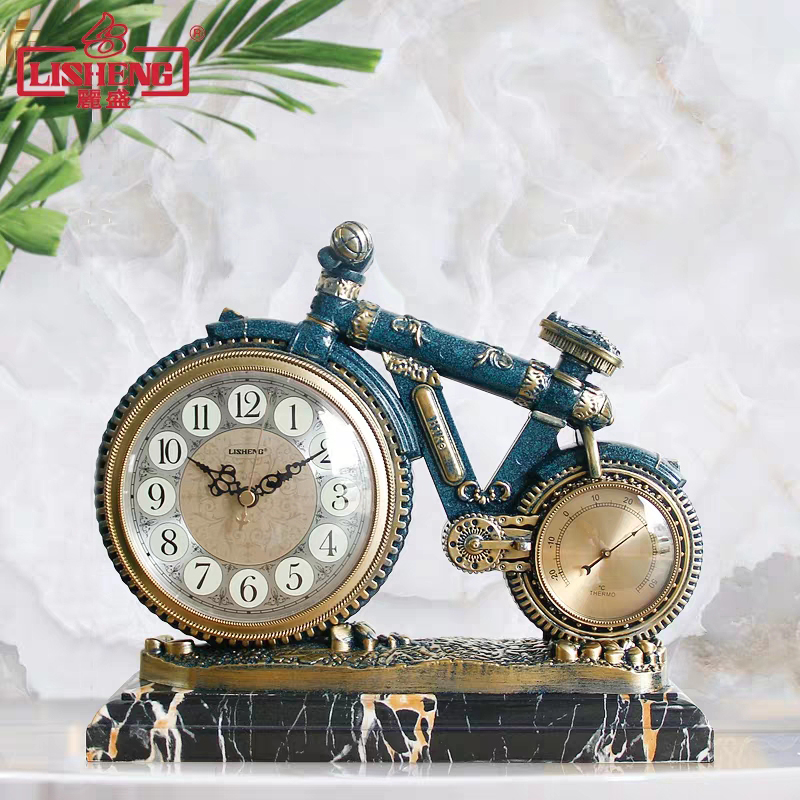 Bicycle grandfather clock modern simple living room clock european and american light luxury wine cabinet creative silent bedroom ornaments