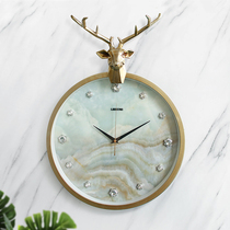 Living room light luxury large simple deer head hanging clock modern silent clock Nordic home bedroom atmospheric quartz clock