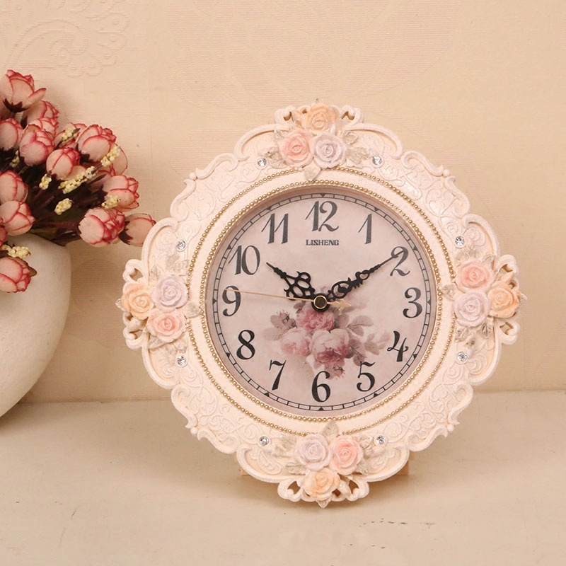 European Rose Clock Mute Fashion Clock American Pastoral Creative Living Room Study Bedroom Table Clock Ornament