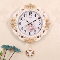 European style retro wall clock living room silent clock pastoral pendulum clock luxury fashion creative simple atmosphere home wall clock