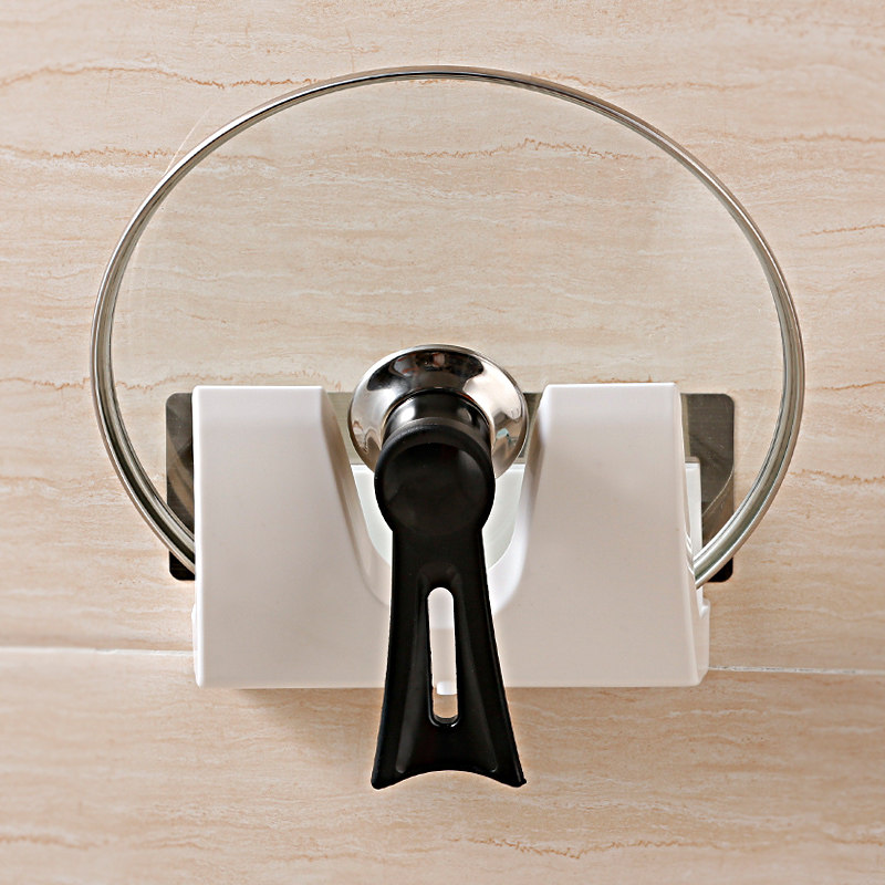Biqing Kitchen Suction Cup Lid Rack Free of perforated kitchen lid containing shelf wall-mounted Wall-mounted Chopping Rack Hook Shelf