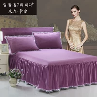 Mill Carl Hàn Quốc bông ren giường bedspread váy đồng bằng rắn giường màu bông Khăn bộ tùy chỉnh giường Li - Váy Petti giường váy