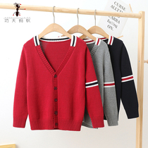 Autumn and winter boys cardigan sweater cotton thread clothes Primary School uniforms childrens knitwear girls coat TR0123