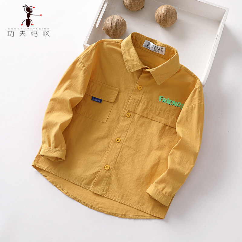 2021 New Autumn Clothing Boy Pure Cotton Shirt Tide Baby Boy Spring Autumn Money Shirt Children Autumn Clothing 5311