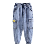 Детские весенние осенние джинсы для мальчиков, штаны, 2021 года, подходит для подростков, в западном стиле