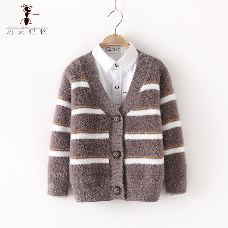 Boy sweater cardiovert children V-led knit cardiovert boy Korean version boy jacket 3837