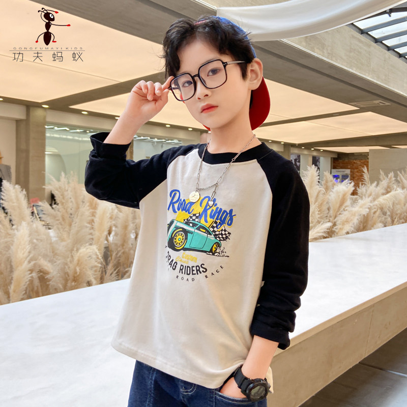T-shirt boys cotton thin long sleeves on the clothes children spring and autumn 2021 New Handsome foreign base shirt CK2836