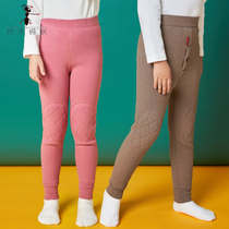 Autumn and winter school uniform artifact childrens high waist warm pants wear a boys one plus velvet de cotton pants big girls autumn pants