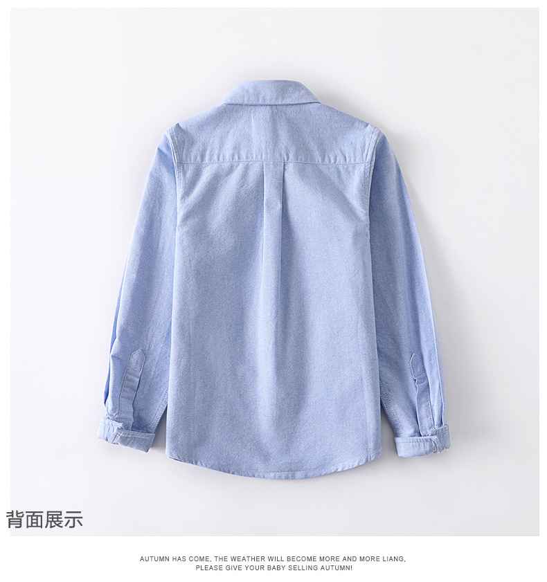 Mùa thu trai mới áo sơ mi trắng tay dài cotton oxford trẻ em áo cotton giản dị thủy triều 3171 quần áo bé gái
