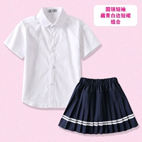 Круглая шея + 6652 синие и белые края